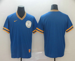 Men's Milwaukee Brewers Blank Blue Nike Cooperstown Collection Legend V Neck Jersey