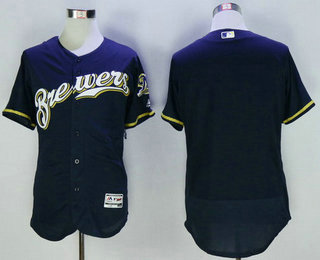 Men's Milwaukee Brewers Blank Navy Blue 2016 Flexbase Baseball Jersey