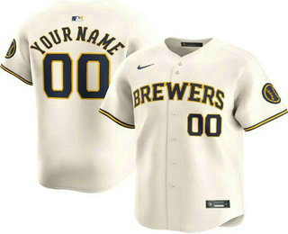Men's Milwaukee Brewers Customized Cream Limited Jersey