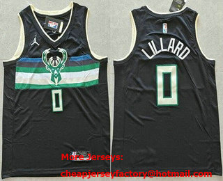 Men's Milwaukee Bucks #0 Damian Lillard Black 2021 Statement Icon Swingman Jersey