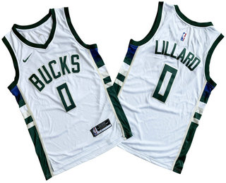 Men's Milwaukee Bucks #0 Damian Lillard White Icon Swingman Jersey