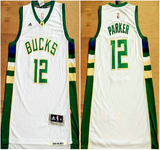 Men's Milwaukee Bucks #12 Jabari Parker Revolution 30 Swingman 2015 New White Jersey
