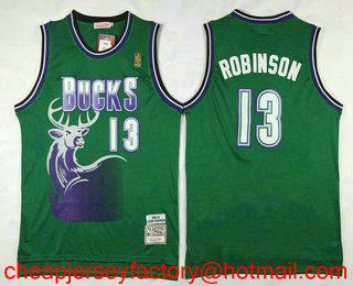 Men's Milwaukee Bucks #13 Glenn Robinson Green Hardwood Classics Soul Swingman Throwback Jersey