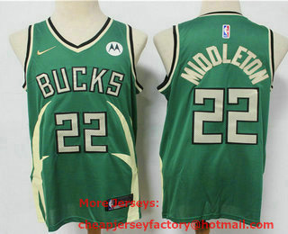 Men's Milwaukee Bucks #20 Khris Middleton Green Nike Swingman 2021 Earned Edition Stitched Jersey With Sponsor Logo