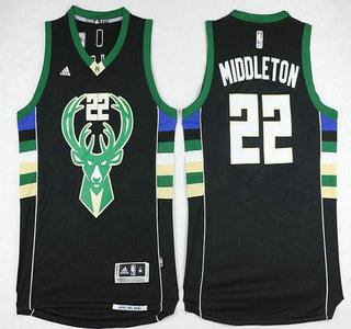 Men's Milwaukee Bucks #22 Khris Middleton Revolution 30 Swingman 2015-16 Black Jersey