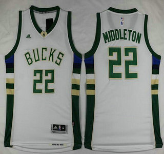 Men's Milwaukee Bucks #22 Khris Middleton Revolution 30 Swingman 2015-16 White Jersey