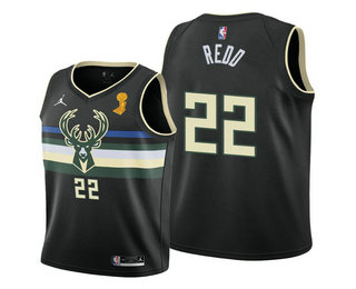 Men's Milwaukee Bucks #22 Michael Redd 2021 Black Finals Champions Stitched Basketball Jersey