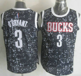 Men's Milwaukee Bucks #3 Johnny O’Bryant 2015 City Lights Black Swingman Jersey