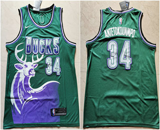Men's Milwaukee Bucks #34 Giannis Antetokounmpo Green 2017-2018 Nike Swingman Stitched Throwback Jersey