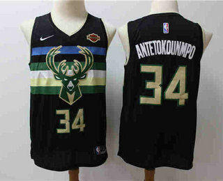 Men's Milwaukee Bucks #34 Giannis Antetokounmpo New Black 2020 City Edition NBA Swingman Harley Davidson Jersey