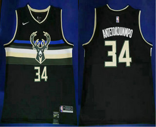 Men's Milwaukee Bucks #34 Giannis Antetokounmpo New Black 2020 City Edition NBA Swingman Jersey