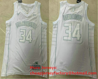 Men's Milwaukee Bucks #34 Giannis Antetokounmpo White 2020 MVP Nike Swingman Stitched NBA Jersey