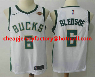 Men's Milwaukee Bucks #6 Eric Bledsoe White 2017-2018 Nike Swingman Harley Davidson Stitched NBA Jersey