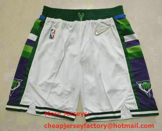 Men's Milwaukee Bucks White Diamond 2022 City Edition Swingman Stitched Shorts