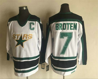 Men's Minnesota North Stars #7 Neal Broten 1988-89 White CCM Vintage Throwback Jersey