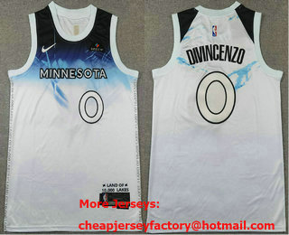 Men's Minnesota Timberwolves #0 Donte DiVincenzo White 2024 City Edition Swingman Sponsor Stitched Jersey