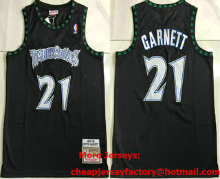 Men's Minnesota Timberwolves #21 Kevin Garnett 2003-04 Black Hardwood Classics Soul AU Throwback Jersey