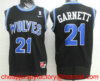 Men's Minnesota Timberwolves #21 Kevin Garnett Black Stitched NBA Nike Basketball Jersey