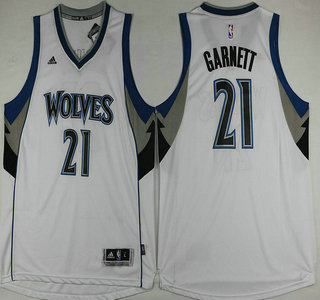 Men's Minnesota Timberwolves #21 Kevin Garnett Revolution 30 Swingman 2015-16 Retro White Jersey