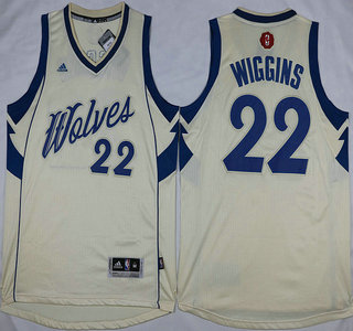 Men's Minnesota Timberwolves #22 Andrew Wiggins Revolution 30 Swingman 2015 Christmas Day Cream Jersey
