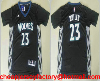 Men's Minnesota Timberwolves #23 Jimmy Butler Black Short-Sleeved Stitched NBA Revolution 30 Swingman Jersey