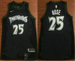 Men's Minnesota Timberwolves #25 Derrick Rose Black Nike Swingman Hardwood Classics Soul Swingman Throwback Jersey