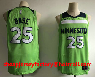 Men's Minnesota Timberwolves #25 Derrick Rose New Green 2017-2018 Nike Swingman Fitbit Stitched NBA Jersey