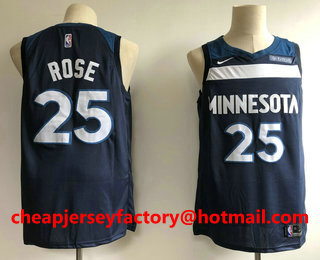 Men's Minnesota Timberwolves #25 Derrick Rose New Navy Blue 2017-2018 Nike Swingman Fitbit Stitched NBA Jersey