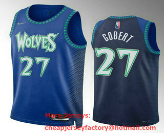 Men's Minnesota Timberwolves #27 Rudy Gobert Blue Black Diamond 2022 City Edition Swingman Stitched Jersey