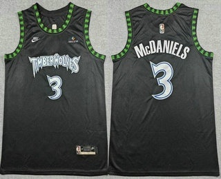 Men's Minnesota Timberwolves #3 Jaden McDaniels Black Classic Sponsor Swingman Jersey