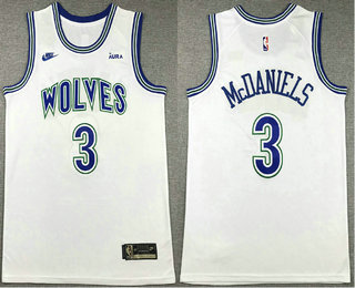 Men's Minnesota Timberwolves #3 Jaden McDaniels White Classic Icon Sponsor Swingman Jersey