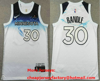 Men's Minnesota Timberwolves #30 Julius Randle White 2024 City Edition Swingman Sponsor Stitched Jersey