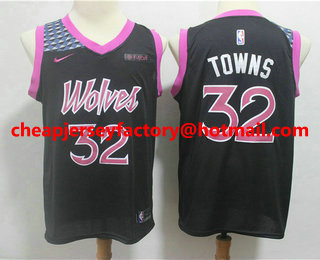 Men's Minnesota Timberwolves #32 Karl Anthony Towns New Black 2019 City Edition NBA Swingman Fitbit Stitched NBA Jersey