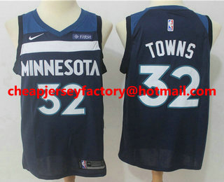 Men's Minnesota Timberwolves #32 Karl-Anthony Towns New Navy Blue 2017-2018 Nike Swingman Fitbit Stitched NBA Jersey