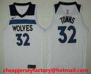 Men's Minnesota Timberwolves #32 Karl-Anthony Towns New White 2017-2018 Nike Icon Edition Swingman Jersey