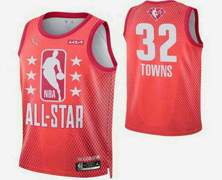 Men's Minnesota Timberwolves #32 Karl Anthony Towns Red Diamond 75th 2022 All Star Heat Press Jersey