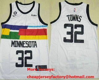 Men's Minnesota Timberwolves #32 Karl Anthony Towns White 2022 City Icon Sponsor Swingman Jersey