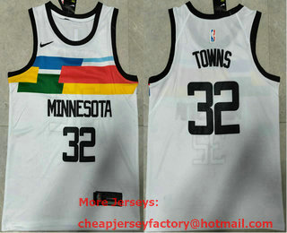 Men's Minnesota Timberwolves #32 Karl Anthony Towns White 2022 City Icon Swingman Jersey