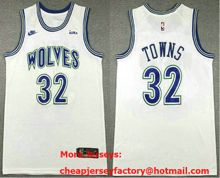 Men's Minnesota Timberwolves #32 Karl Anthony Towns White Classic Icon Sponsor Swingman Jersey