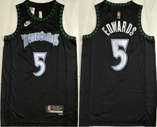 Men's Minnesota Timberwolves #5 Anthony Edwards Black Classic AU Jersey