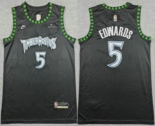 Men's Minnesota Timberwolves #5 Anthony Edwards Black Classic Sponsor Swingman Jersey