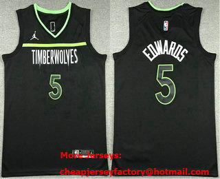 Men's Minnesota Timberwolves #5 Anthony Edwards Black Icon Jordan Swingman Jersey