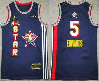 Men's Minnesota Timberwolves #5 Anthony Edwards Navy 2025 All Star Sponsor Swingman Jersey