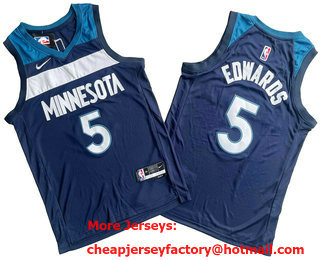 Men's Minnesota Timberwolves #5 Anthony Edwards Navy Icon Swingman Jersey