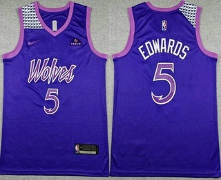 Men's Minnesota Timberwolves #5 Anthony Edwards Purple 2025 City Sponsor Swingman Jersey
