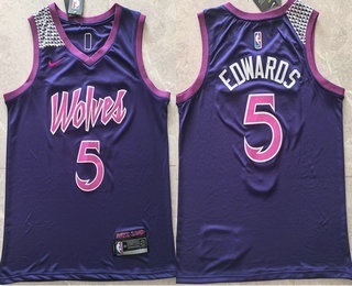 Men's Minnesota Timberwolves #5 Anthony Edwards Purple 2025 City Swingman Jersey