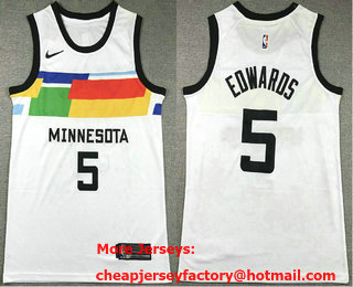 Men's Minnesota Timberwolves #5 Anthony Edwards White 2022 City Icon Sponsor Swingman Jersey