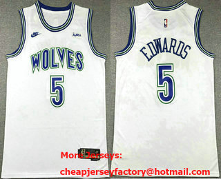 Men's Minnesota Timberwolves #5 Anthony Edwards White Classic Icon Sponsor Swingman Jersey