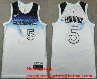 Men's Minnesota Timberwolves #5 Anthony Edwards White 2024 City Edition Swingman Sponsor Stitched Jersey