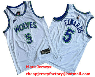 Men's Minnesota Timberwolves #5 Anthony Edwards White Classic Icon Swingman Jersey
